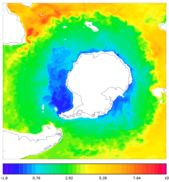 FOAM potential temperature (°C) at 995.5 m for 01 November 2004