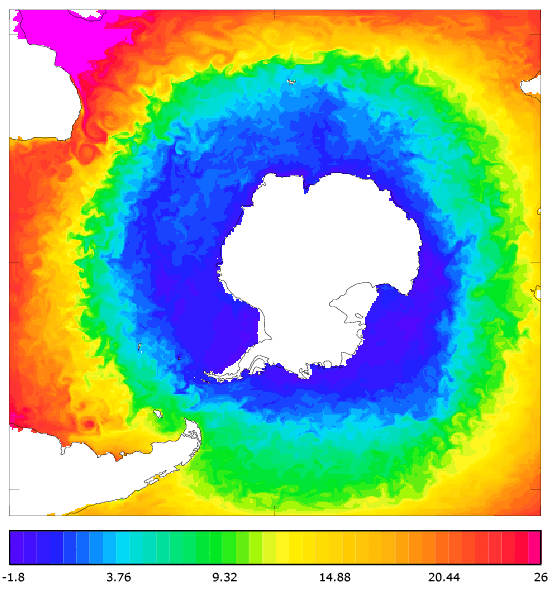 FOAM potential temperature (°C) at 5 m for 01 February 2005