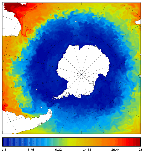 FOAM potential temperature (°C) at 5 m for 01 October 2005