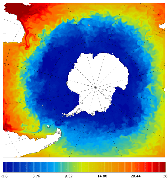 FOAM potential temperature (°C) at 5 m for 01 December 2005