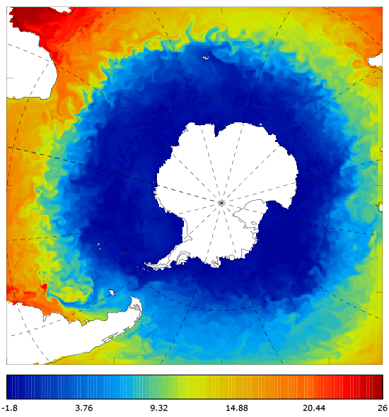 FOAM potential temperature (°C) at 5 m for 01 October 2006
