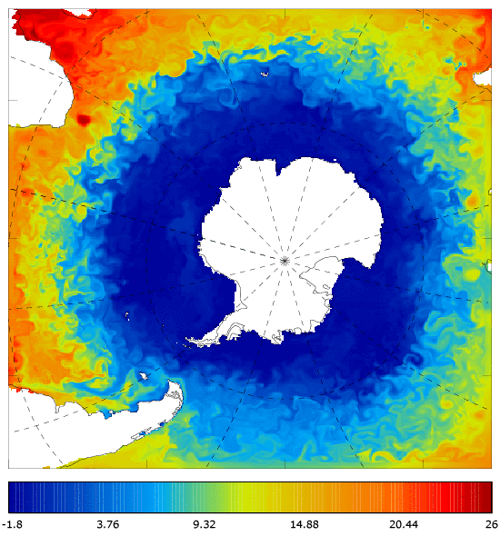 FOAM potential temperature (°C) at 5 m for 01 August 2008