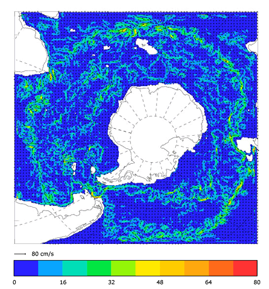 FOAM velocity at 995.5 m for 01 April 2005