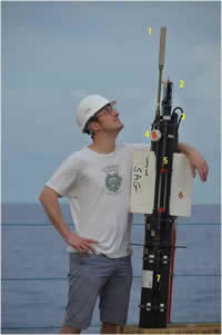 Giorgio Dall'Olmo of Plymouth Marine Laboratory waiting to deploy a biofloat for UK Argo Giorgio Dall'Olmo of Plymouth Marine Laboratory waiting to deploy a biofloat for UK Argo