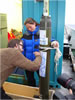 Discovery Bob, our 'celebrity float' being signed by Jarvis Cocker prior to its deployment in the Arctic. Emily Venables seen here in her role as float wrangler.