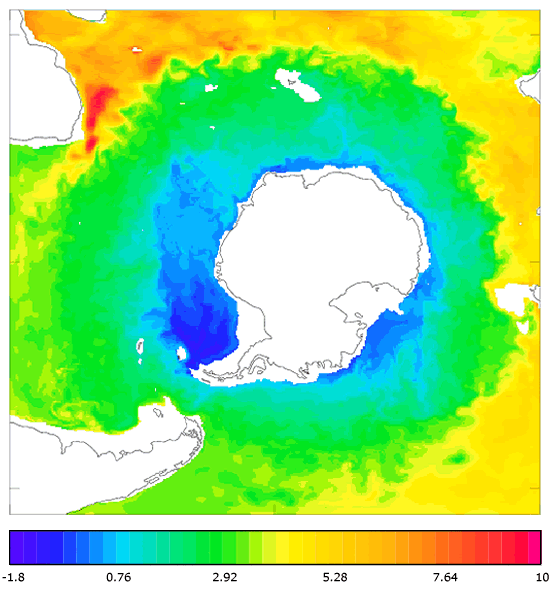 FOAM potential temperature (°C) at 995.5 m for 01 September 2004