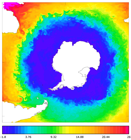 FOAM potential temperature (°C) at 5 m for 01 November 2004