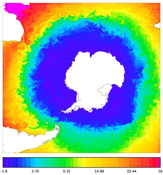 FOAM potential temperature (°C) at 5 m for 01 December 2004