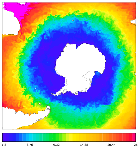 FOAM potential temperature (°C) at 5 m for 01 January 2005