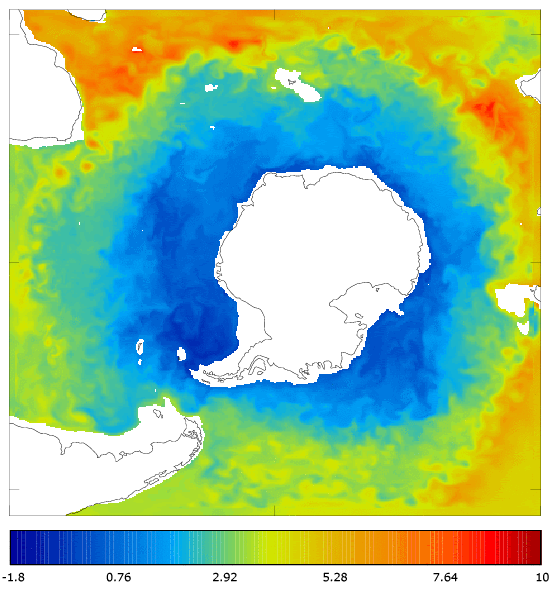 FOAM potential temperature (°C) at 995.5 m for 01 May 2005