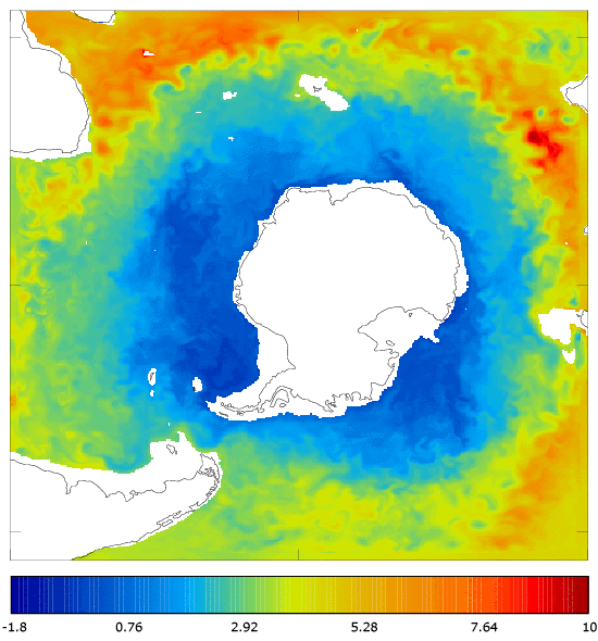 FOAM potential temperature (°C) at 995.5 m for 01 July 2005