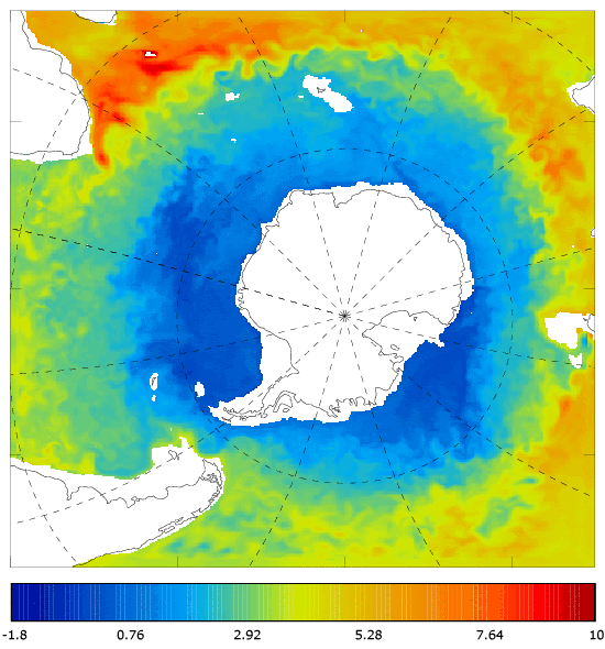 FOAM potential temperature (°C) at 995.5 m for 01 June 2006