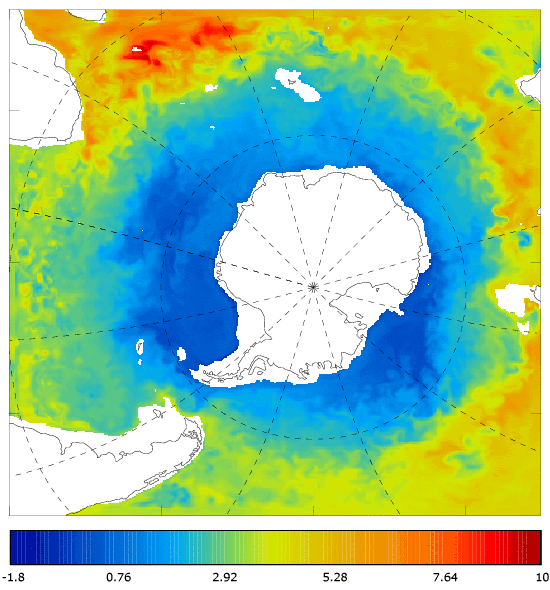 FOAM potential temperature (°C) at 995.5 m for 01 November 2006