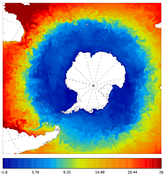 FOAM potential temperature (°C) at 5 m for 01 February 2007