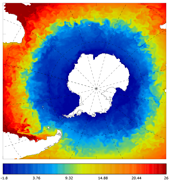 FOAM potential temperature (°C) at 5 m for 01 April 2007