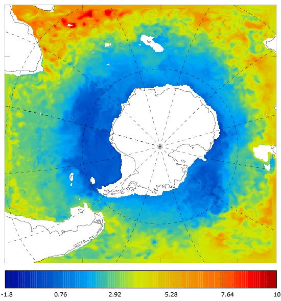 FOAM potential temperature (°C) at 995.5 m for 01 June 2007