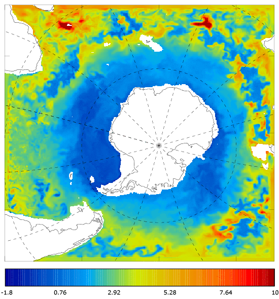 FOAM potential temperature (°C) at 995.5 m for 01 October 2007