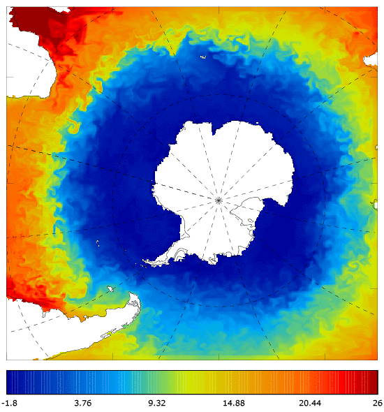 FOAM potential temperature (°C) at 5 m for 01 December 2007