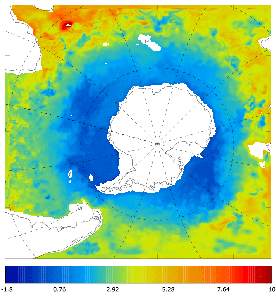 FOAM potential temperature (°C) at 995.5 m for 01 December 2007