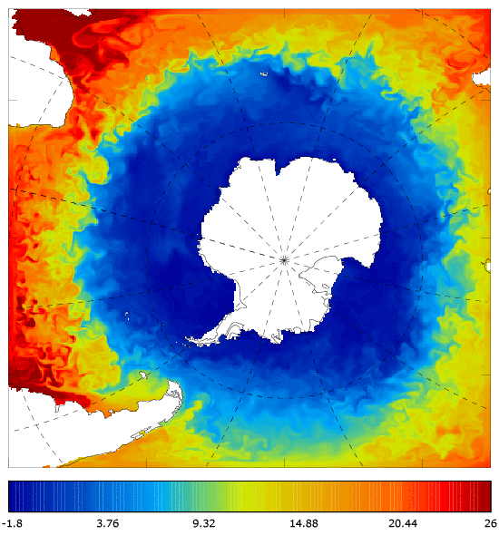FOAM potential temperature (°C) at 5 m for 03 January 2008