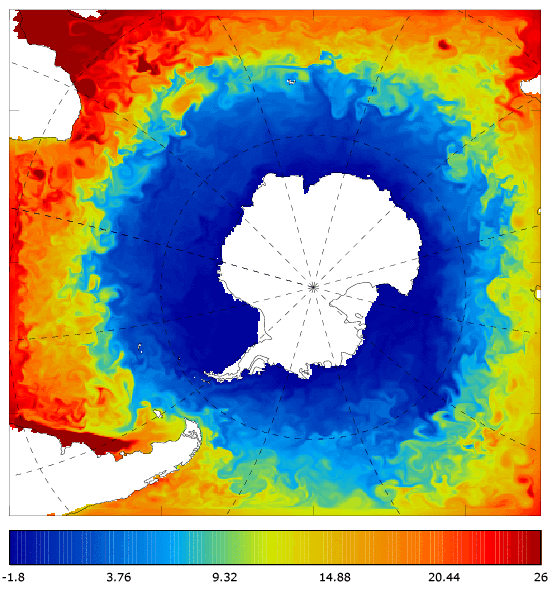 FOAM potential temperature (°C) at 5 m for 01 April 2008