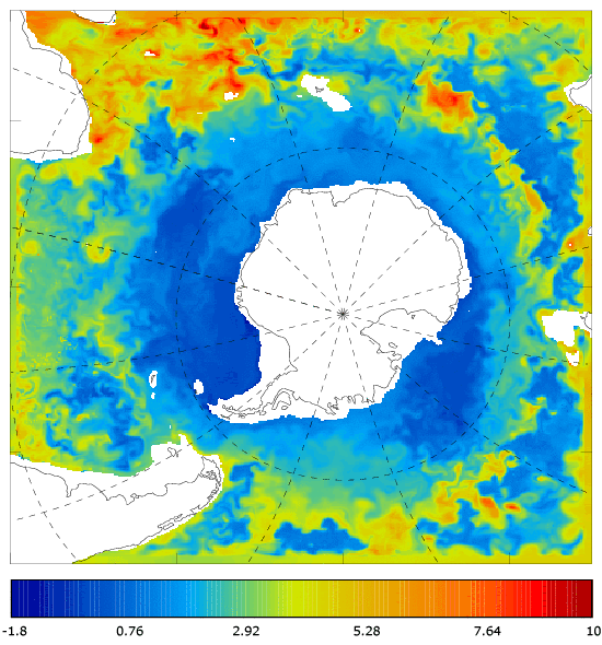 FOAM potential temperature (°C) at 995.5 m for 01 November 2008