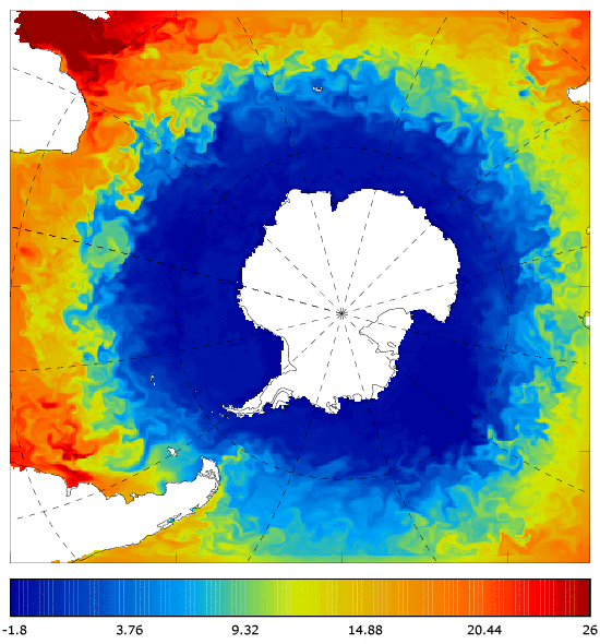 FOAM potential temperature (°C) at 5 m for 01 December 2008