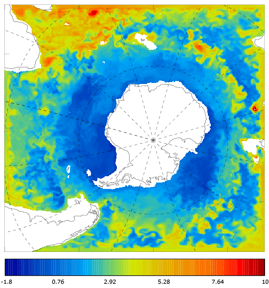 FOAM potential temperature (°C) at 995.5 m for 01 December 2008