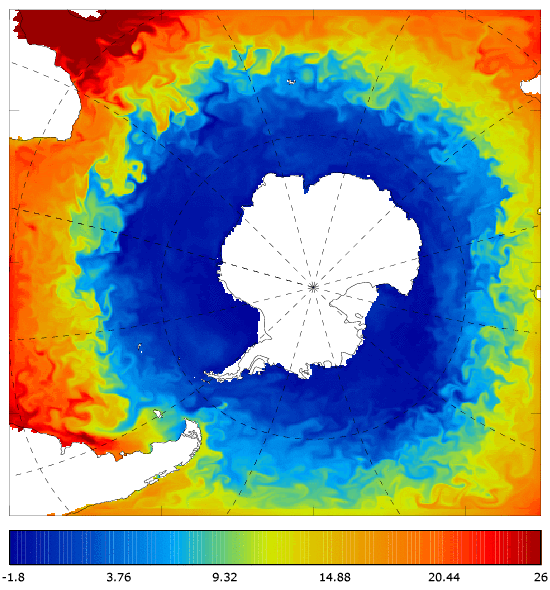 FOAM potential temperature (°C) at 5 m for 01 January 2009