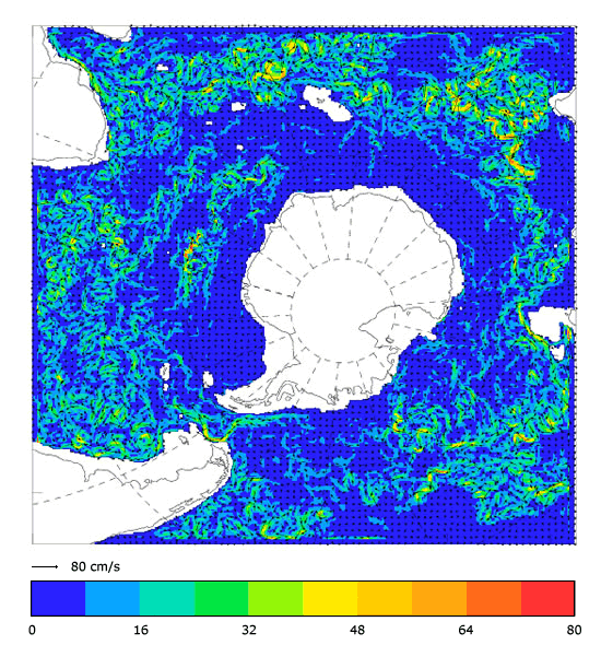 FOAM velocity at 995.5 m for 01 April 2007