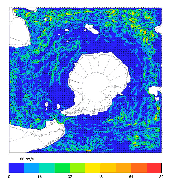 FOAM velocity at 995.5 m for 01 August 2007