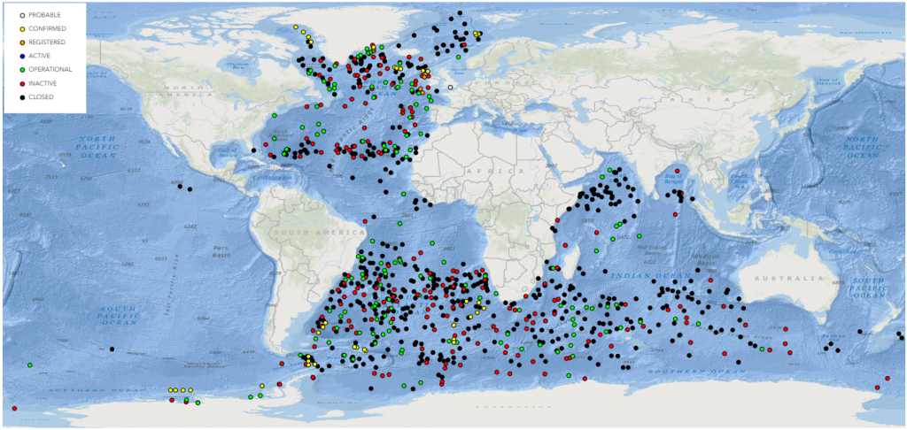The UK Argo fleet: https://www.ocean-ops.org/board?t=argo